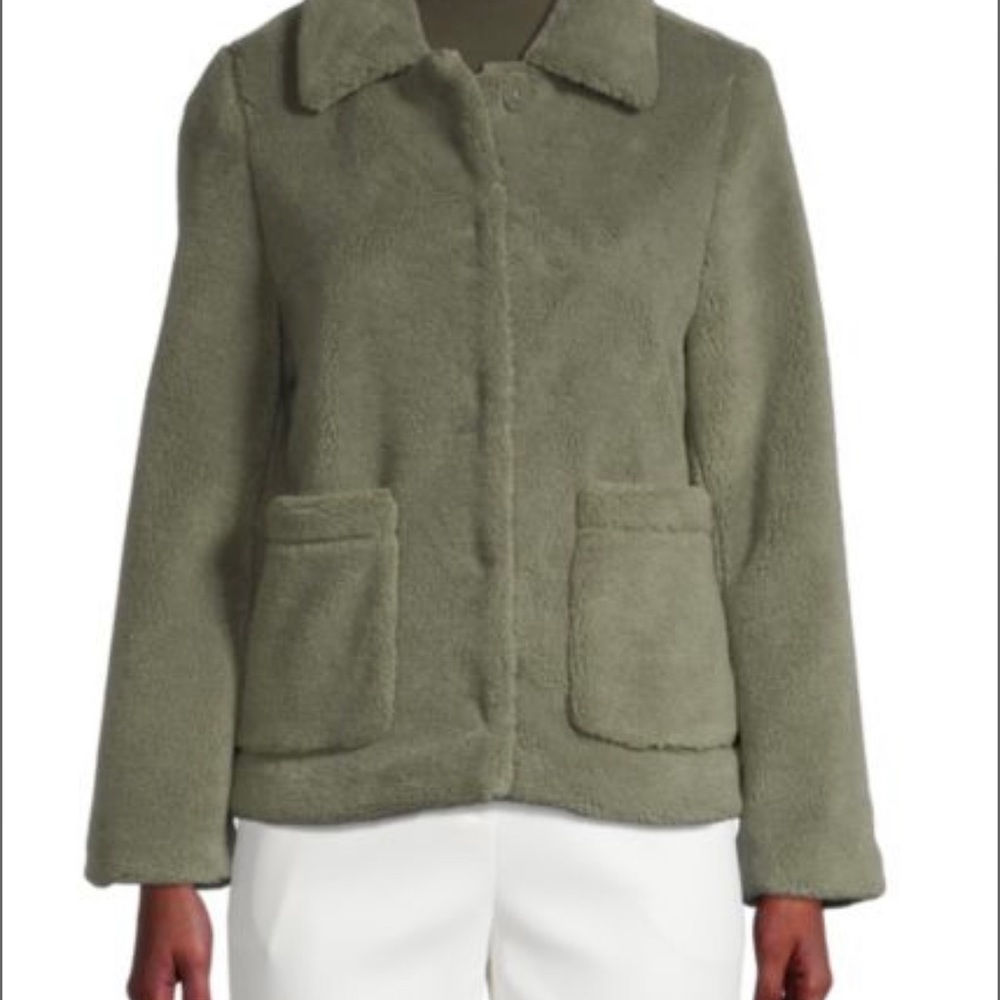 Rebecca Minkoff Green Harley Teddy Jacket Snap Front Small